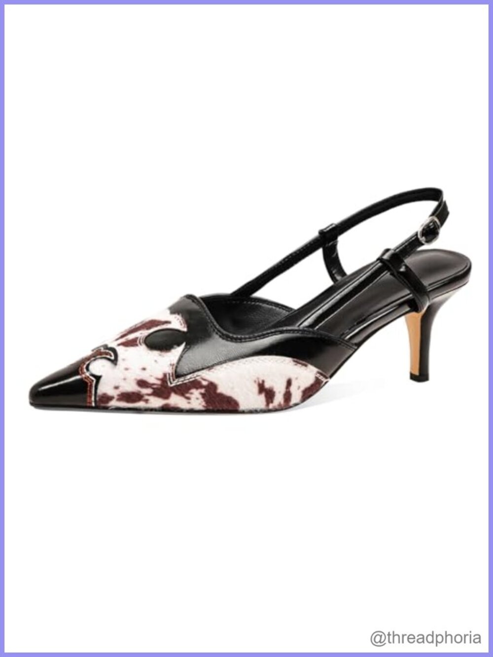 Embroidered Slingback Heeled Sandals Pointed Toe Mules Faux Leather